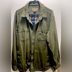 Duluth Trading Fire Hose Shirt Jacket Men L Tall Green Snap Flannel Line Outdoor
